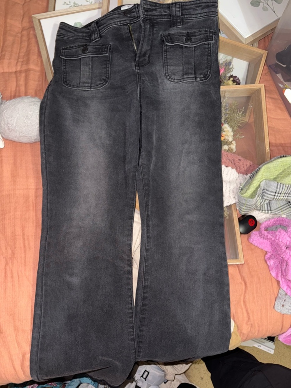 True Craft Black Wide-Leg Flare Jeans